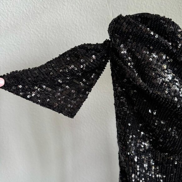 Nookie Black Sophia Mini Dress Sequin Off the Shoulder Size S NWT - Picture 6 of 11